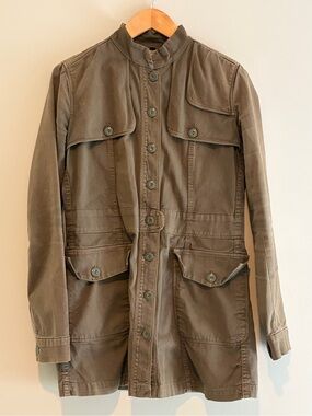 Women's 7 For All Mankind Olive Drab Military-Style Button Front Jacket Size M